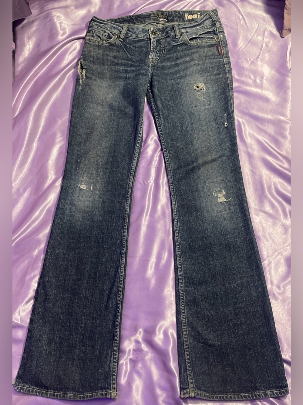 Vintage Silver Low Rise Bootcut Toni 29/33” long tall Y2k